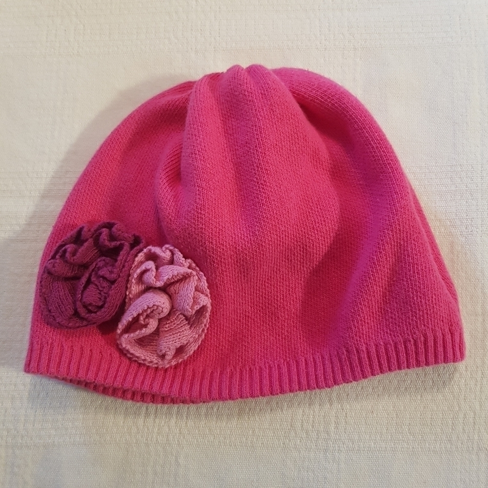 Hanna Andersson girls pink knit beanie hat size Medium